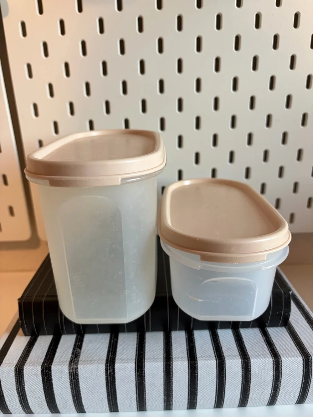 Vintage Tupperware Oval Storage Set in beige